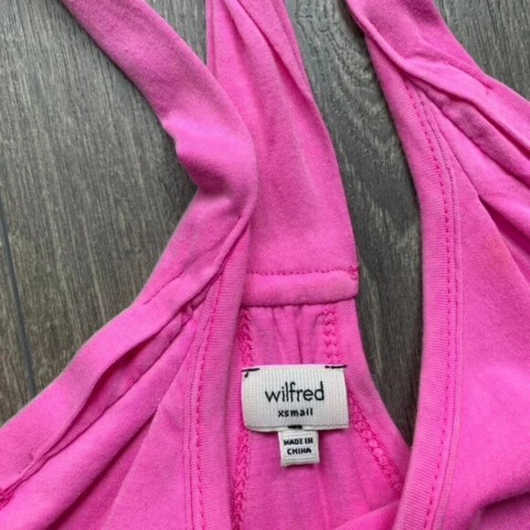 Aritzia Wilfred Tank Top Pink Cotton Knotted tie Racerback tiered ruffle Size XS - Picture 12 of 16